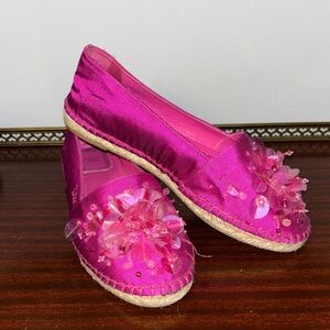 Christian Dior fuchsia embellished espadrilles flats size European 36.5